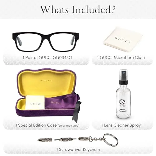 GUCCI GG0343O 007 Black Mens Rectangle Full Rim Eyeglasses 57-18-150 B:41 3