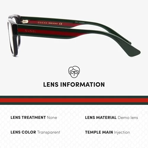 GUCCI GG0343O 007 Black Mens Rectangle Full Rim Eyeglasses 57-18-150 B:41 4