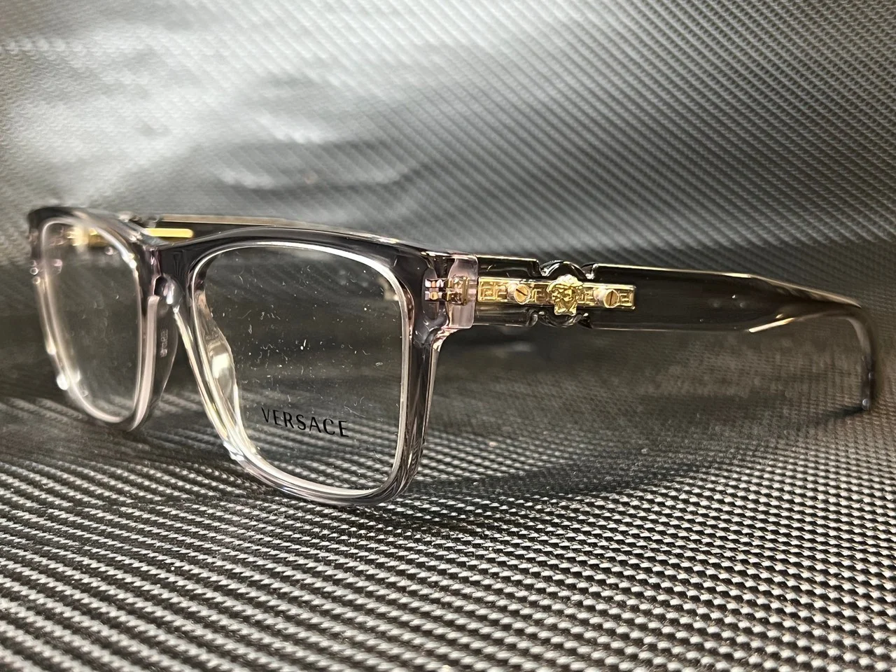 VERSACE VE3303 593 Transparent Grey Rectangle 57 mm Men